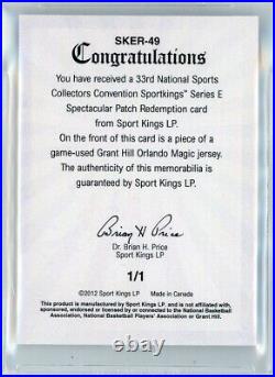2012 Sportkings National Spectacular Patch 1/1 Grant Hill Relic! Bgs 9