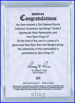 2012 Sportkings Spectacular Patch 1/1 Pavel Bure Bgs 9 Part Of Bure's Number