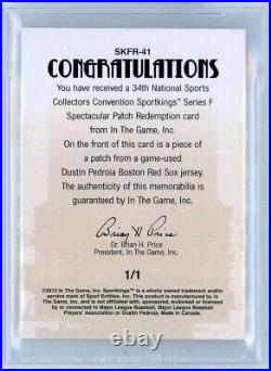 2013 Sportkings National Spectacular Patch 1/1 Dustin Pedroia Relic! Bgs 9