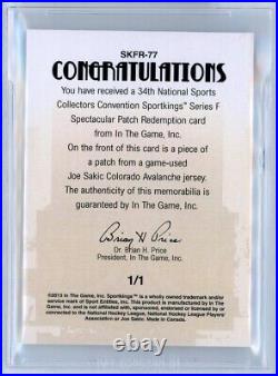 2013 Sportkings National Spectacular Patch 1/1 Joe Sakic Relic! Bgs 9.5 Wow