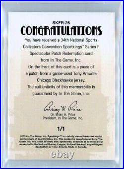 2013 Sportkings National Spectacular Patch 1/1 Tony Amonte Relic! Bgs 9.5