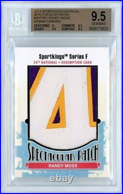 2013 Sportkings National Spectacular Patch #skfr61 Randy Moss 1/1 Relic! Bgs 9.5