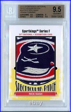 2013 Sportkings Spectacular 1/1 Rick Nash Bgs 9.5 Blue Jackets Shoulder Patch