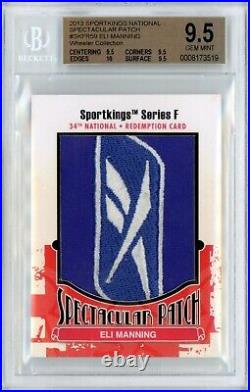 2013 Sportkings Spectacular Patch 1/1 Eli Manning Bgs 9.5 Reebok Logo! Wow