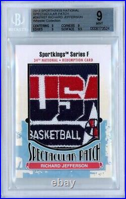 2013 Sportkings Spectacular Patch 1/1 Richard Jefferson Bgs 9 USA Basketball