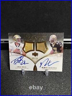 2013 UD Exquisite Drew Brees Robert Meachem Dual GU Game Used AUTO /10 DSS-BM SP