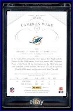 2014 Panini National Treasures Cameron Wake Game Used Dirty Patch Auto Holo /25