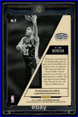 2015-16 Panini Gold Standard Tim Duncan White Gold Game Used Prime Patch /25 HOF