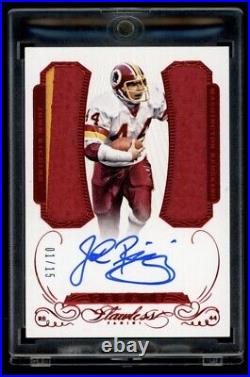 2015 Panini Flawless Greats John Riggins Dual Game Used Patch Auto Ruby 1/15 HOF