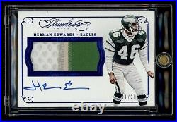 2015 Panini Flawless Herman Edwards Game Used Patch Auto Blue Sapphire 1/20