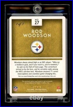 2016 Panini Preferred Silhouettes Rod Woodson Plate Game Used Patch Auto 1/1 HOF