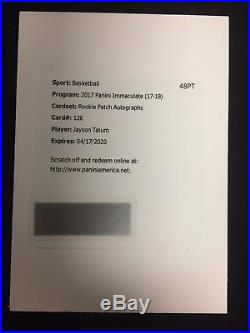 2017-18 Panini Immaculate Jayson Tatum RPA #/99 Rookie Patch Auto Redemption SSP