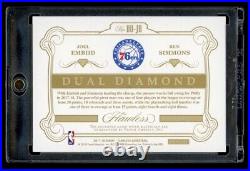 2017 Flawless Dual Diamond Joel Embiid Ben Simmons Dual Game Used Prime Patch /5