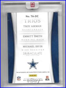 2017 Immaculate Trios Emmitt Smith/Troy Aikman/Michael Irvin Autograph/Auto #3/5