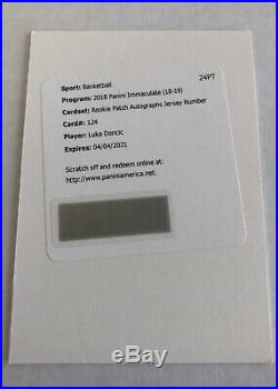 2018-19 Immaculate Collection LUKA DONCIC /77 Jersey Number RPA Redemption Card