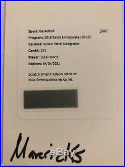 2018-19 Immaculate Luka Doncic #124 true RPA Auto /99 Redemption Mavs
