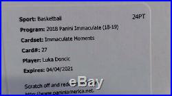 2018-19 Immaculate Moments Luka Doncic Auto /99 Acetate RC Redemption Mavs ROY