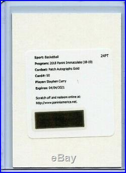 2018-19 Immaculate Stephen Curry Patch Autograph Gold Redemption #/10