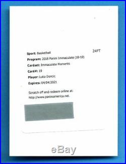 2018-19 Panini Immaculate Luka Doncic REDEMPTION CARD IMMACULATE MOMENTS