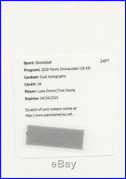 2018-19 Panini Immaculate Luka Doncic/trae Young Dual Auto Redemption #