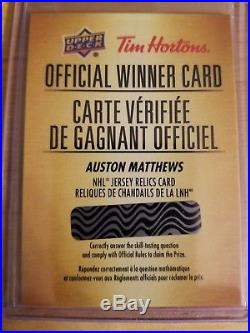 2018-19 UD Tim Hortons Auston Matthews Relic Jersey Card Redemption(rare11800)