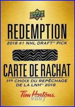 2018-19 UD Tim Hortons Rasmus Dahlin 2018 #1 NHL Draft Pick Redemption