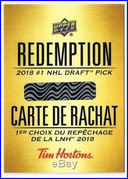2018-19 UD Tim Hortons Rasmus Dahlin 2018 #1 NHL Draft Pick Redemption 115,000