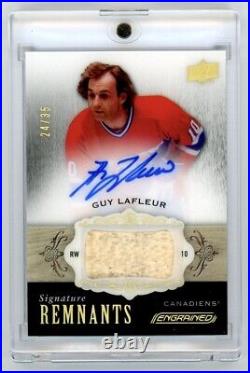 2018-19 Upper Deck Engrained Remnants Guy Lafleur Game Used Patch Auto /35 HOF