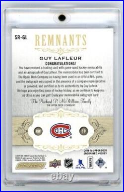 2018-19 Upper Deck Engrained Remnants Guy Lafleur Game Used Patch Auto /35 HOF