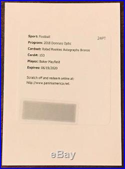 2018 BAKER MAYFIELD DONRUSS OPTIC BRONZE RC AUTO SP Rated Rookie REDEMPTION RARE