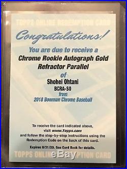 2018 Bowman Chrome GOLD Refractor Parallel SHOHEI OHTANI AUTO /50 Redemption