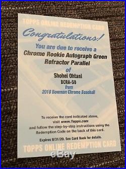 2018 Bowman Chrome Shohei Ohtani Rookie Green Refractor Auto /99 Rc Redemption
