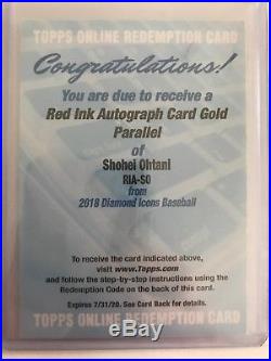 2018 Diamond Icons Angels Shohei Ohtani RC Red Auto Gold Parallel 1/1 Redemption