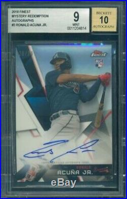 2018 Finest Ronald Acuna RC Rookie Auto Refractor 99 Mystery Redemption BGS 9/10