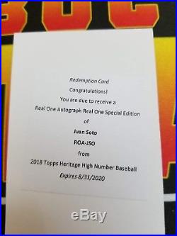 2018 Heritage real one special edition red ink auto redemption Juan Soto /69
