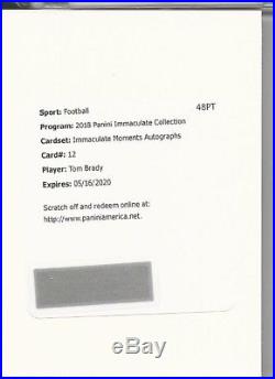 2018 Immaculate Tom Brady Unused Immaculate Moments Auto Redemption /5 Patriots