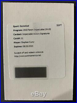 2018 Impeccable Stephen Curry Victory Signatures /10 Redemption