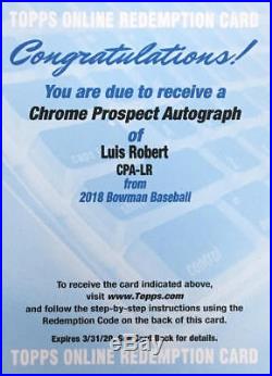 2018 Luis Robert Bowman Chrome Prospect Autograph, Auto Redemption