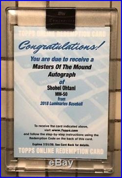 2018 Luminaries Baseball Shohei Ohtani Masters of the Mound Auto Redemption /15