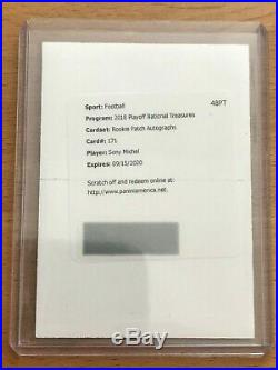 2018 National Treasures Sony Michel RPA Rookie Patch Auto UNUSED REDEMPTION /99
