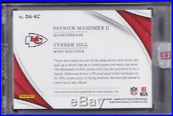 2018 Panini Immaculate PATRICK MAHOMES TYREE HILL /10 Dual Autograph Auto Chiefs