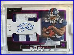 2018 Panini One Saquon Barkley Dual Patch/Letter Auto Red 25! Redemption