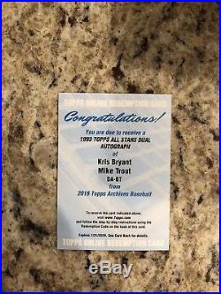 2018 Topps Archives 93 All Stars Dual Auto MIKE TROUT KRIS BRYANT /25 REDEMPTION
