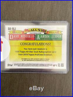 2018 Topps Archives Aaron Judge/Dave Winfield Yankees Dual Auto Redemption. /15