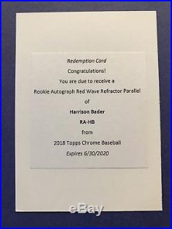 2018 Topps Chrome Harrison Bader RED Wave Auto Redemption /5 RC