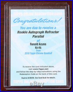 2018 Topps Chrome Ronald Acuna Rookie Autograph Refractor Redemption Braves