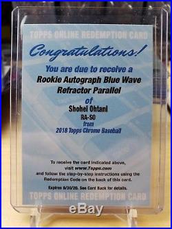 2018 Topps Chrome Shohei Ohtani RC Blue Wave Refractor Auto Redemption /150