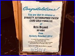 2018 Topps Dynasty Redemption Gold Patch Auto Kris Bryant Cubs MLB Logo 1/1