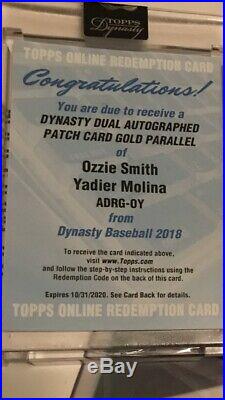 2018 Topps Dynasty Yadier Molina/Ozzie Smith Auto Patch Gold 1/1 Redemption