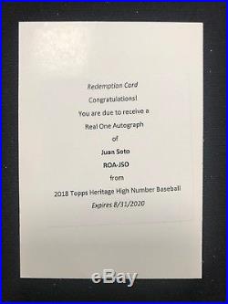 2018 Topps Heritage High Number Real One Autograph Auto Redemption JUAN SOTO RC